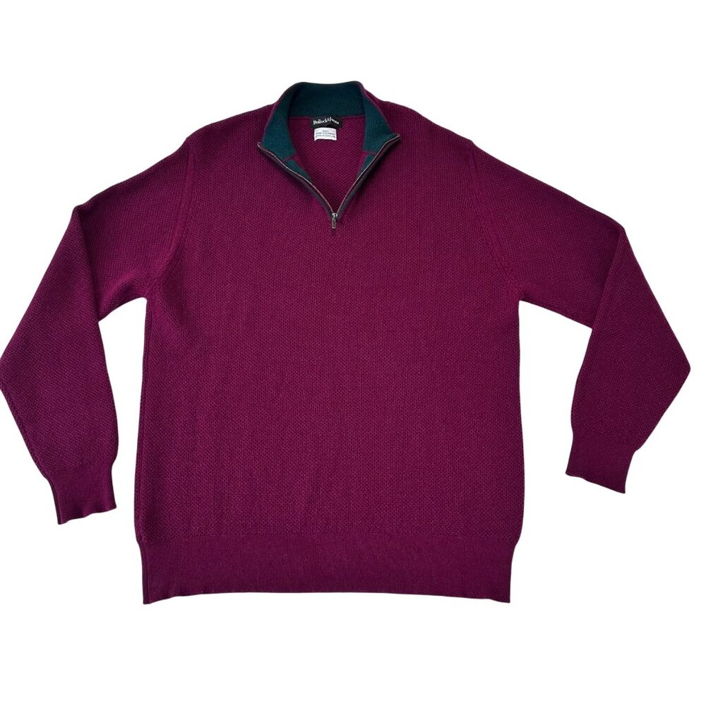 Bullock & Jones Mens 100% Scottish Cashmere 1/4 Zip Sweater Size XXL Cranberry